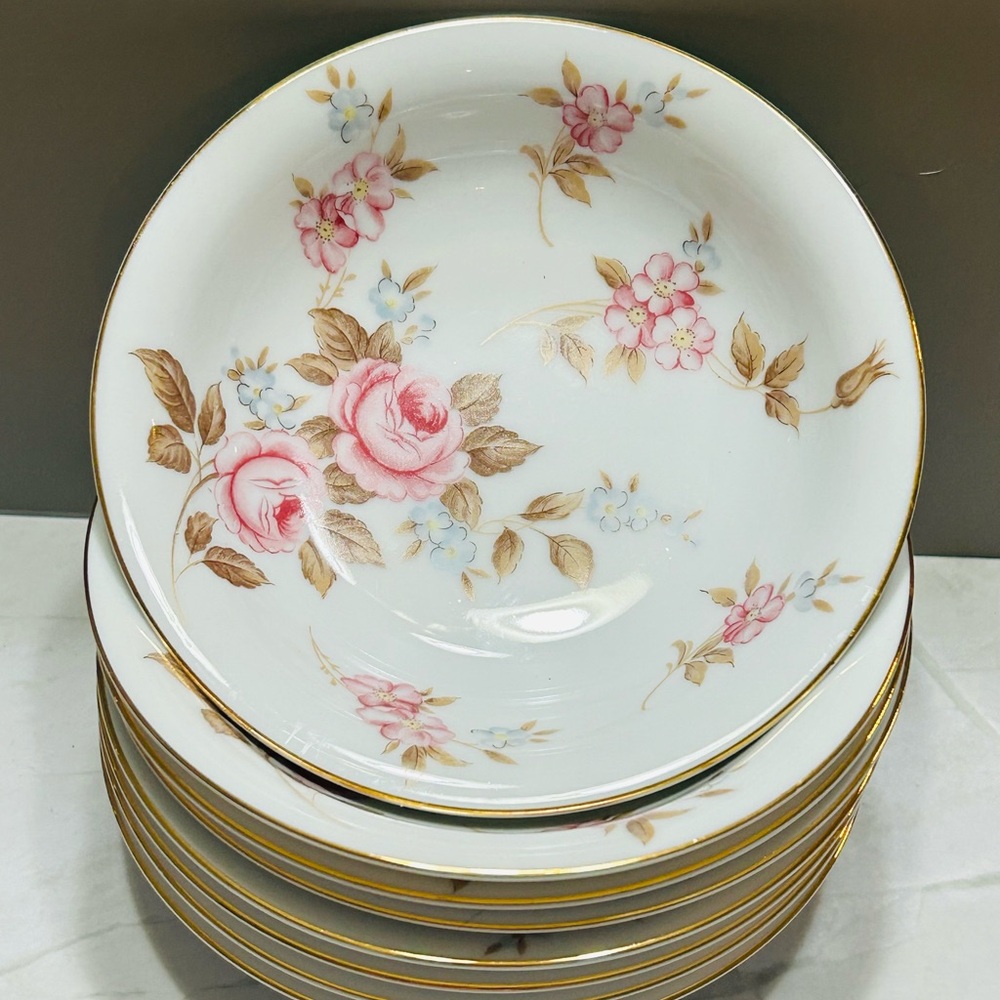 Notitake Rosilla Small Bowls 5.5 Inch Set Of 8 Beautiful Porcelain Vintage
